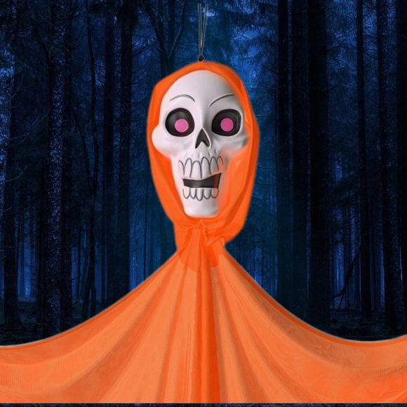 Spooky Orange Skeleton decoration. A pair of 2 - Picture 1 of 9